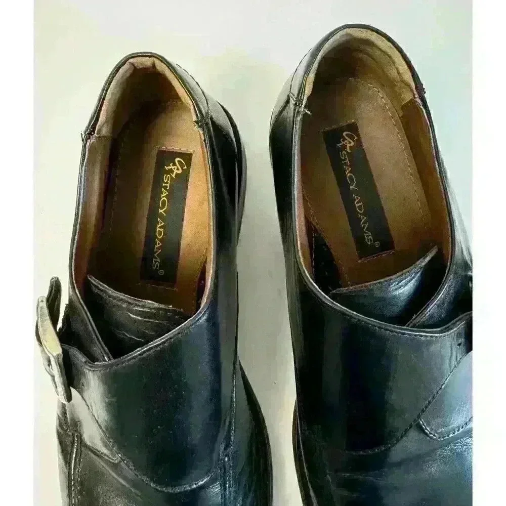 Stacy Adam’s Men’s Loafer 100% Leather man made balance Black Buckle Size 9 1/2